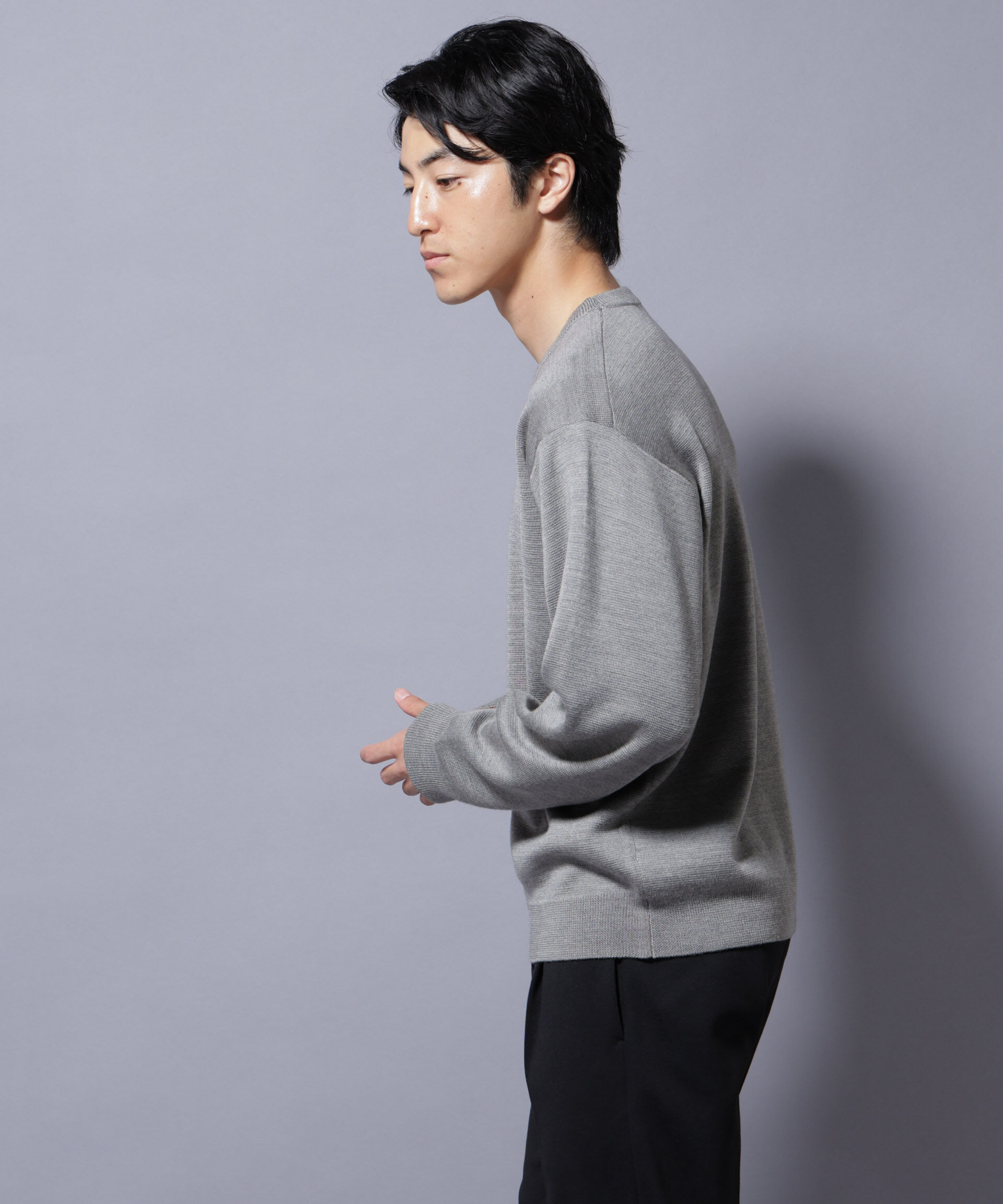 nano･universe「タスマニアウールミックス ミラノリブリラックスクルーネックニット」|ニット・セーター|