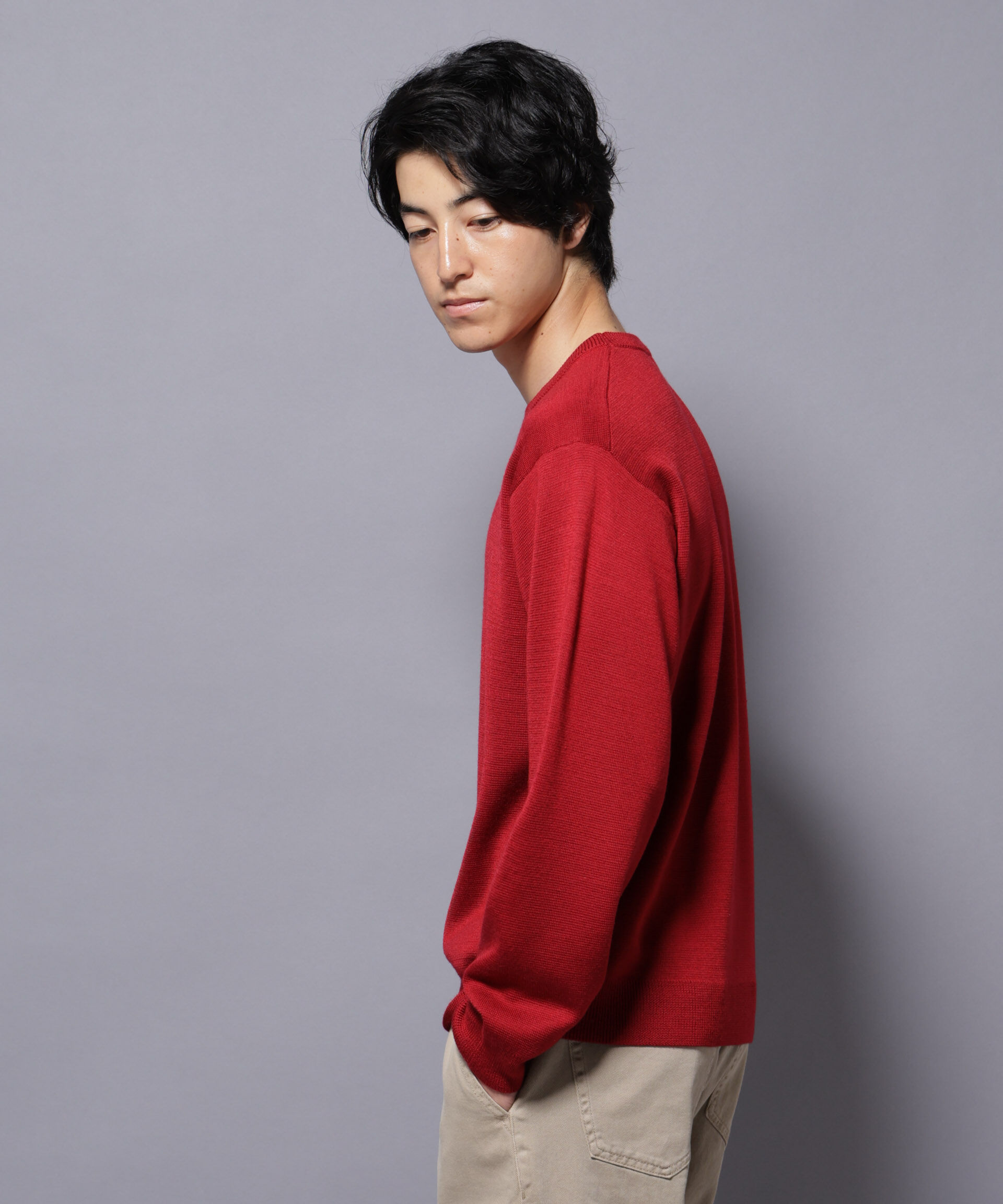 nano･universe「タスマニアウールミックス ミラノリブリラックスクルーネックニット」|ニット・セーター|