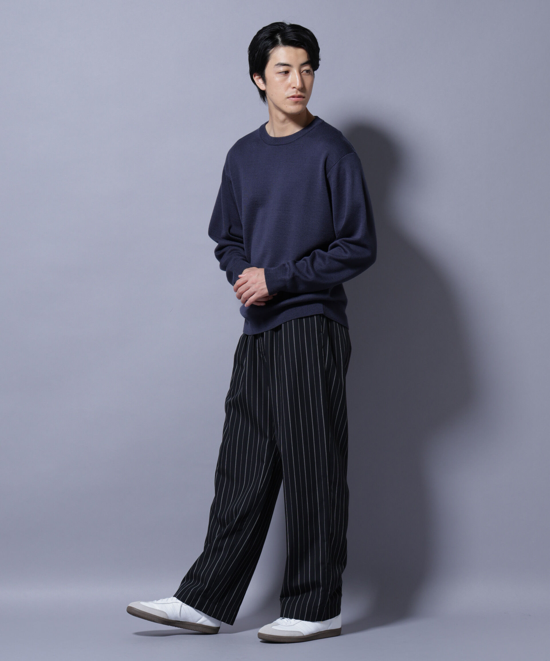 nano･universe「タスマニアウールミックス ミラノリブリラックスクルーネックニット」|ニット・セーター|