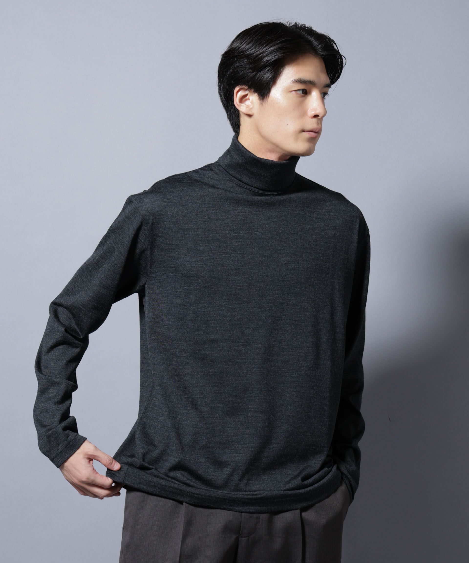 nano･universe「MIYATA&times;NANO JAPAN MADE 100%WOOL タートルネック」|Tシャツ・カットソー|チャコール3