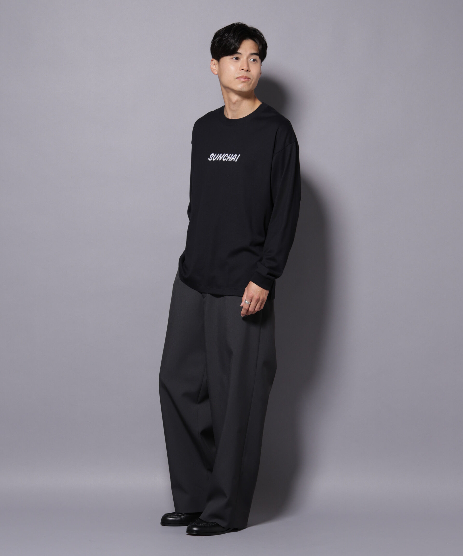 nano･universe「Anti Soaked(R)&times;SUNCHAI ロゴ刺繍 汗染み防止 Tシャツ長袖」|Tシャツ・カットソー|