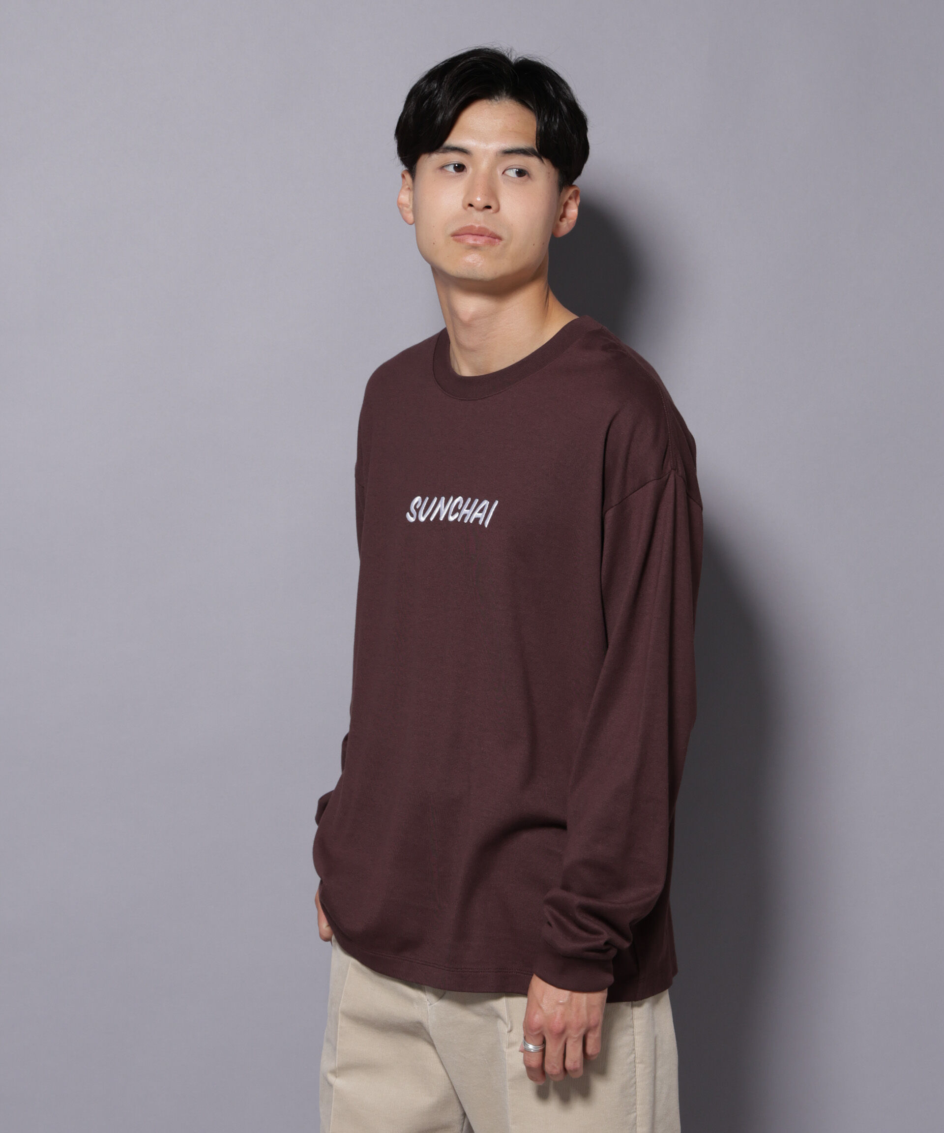 nano･universe「Anti Soaked(R)&times;SUNCHAI ロゴ刺繍 汗染み防止 Tシャツ長袖」|Tシャツ・カットソー|