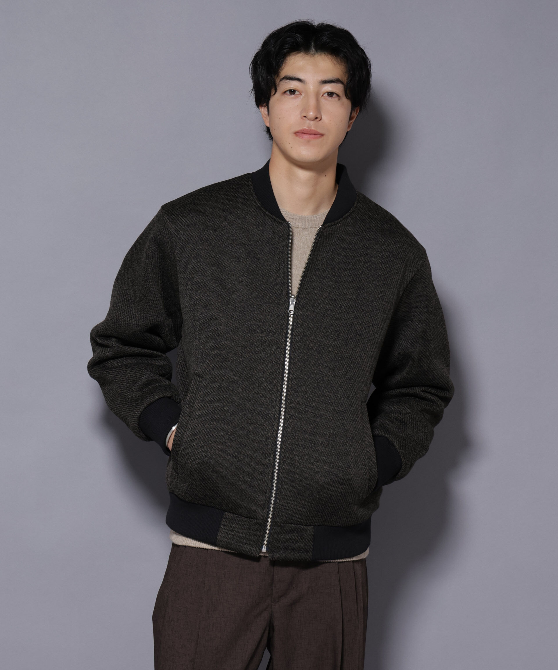 nano･universe「ニットフリースZIPブルゾン(セットアップ可)」|ブルゾン・スタジャン|