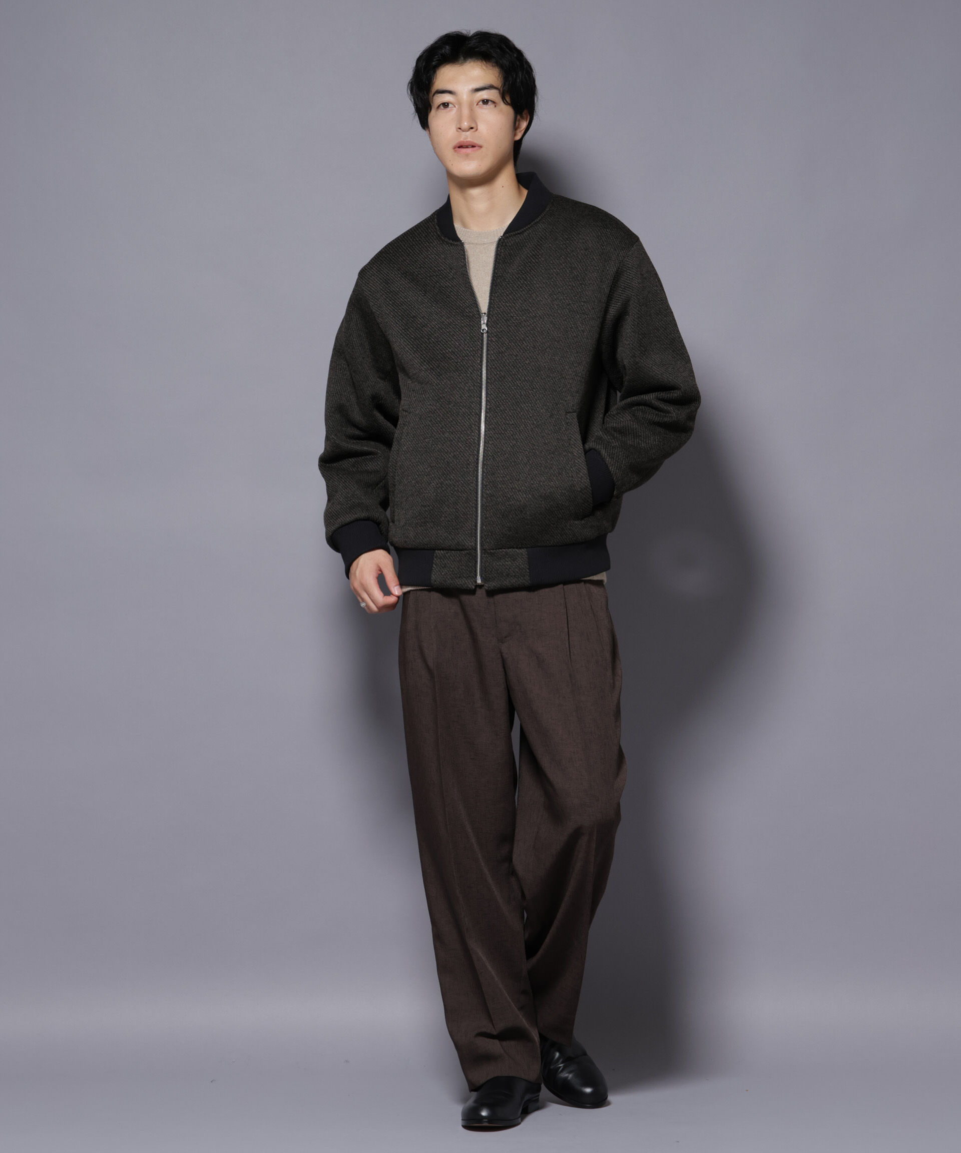 nano･universe「ニットフリースZIPブルゾン(セットアップ可)」|ブルゾン・スタジャン|