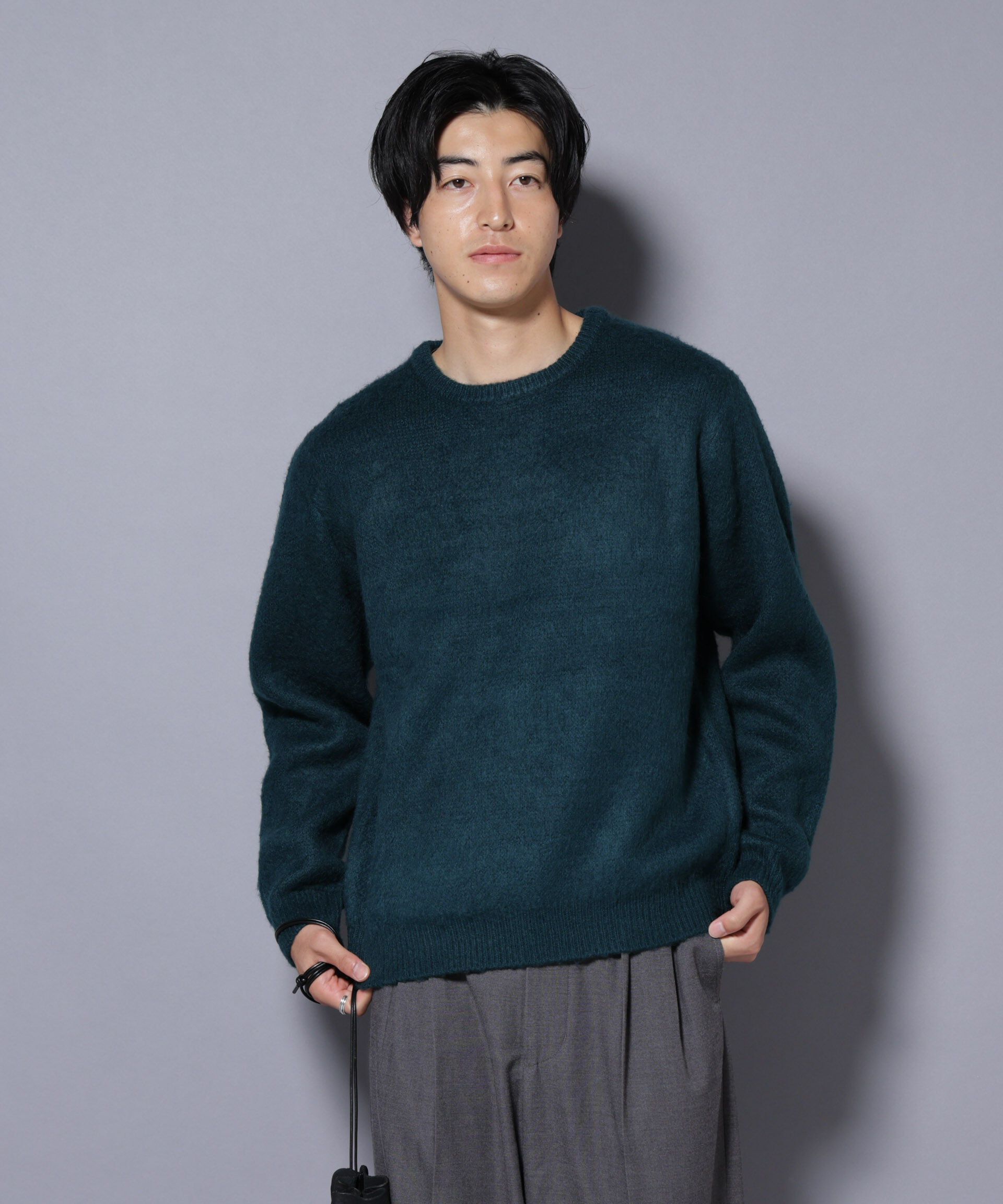 nano･universe「モヘヤライクプルオーバーニット」|ニット・セーター|D.グリーン1