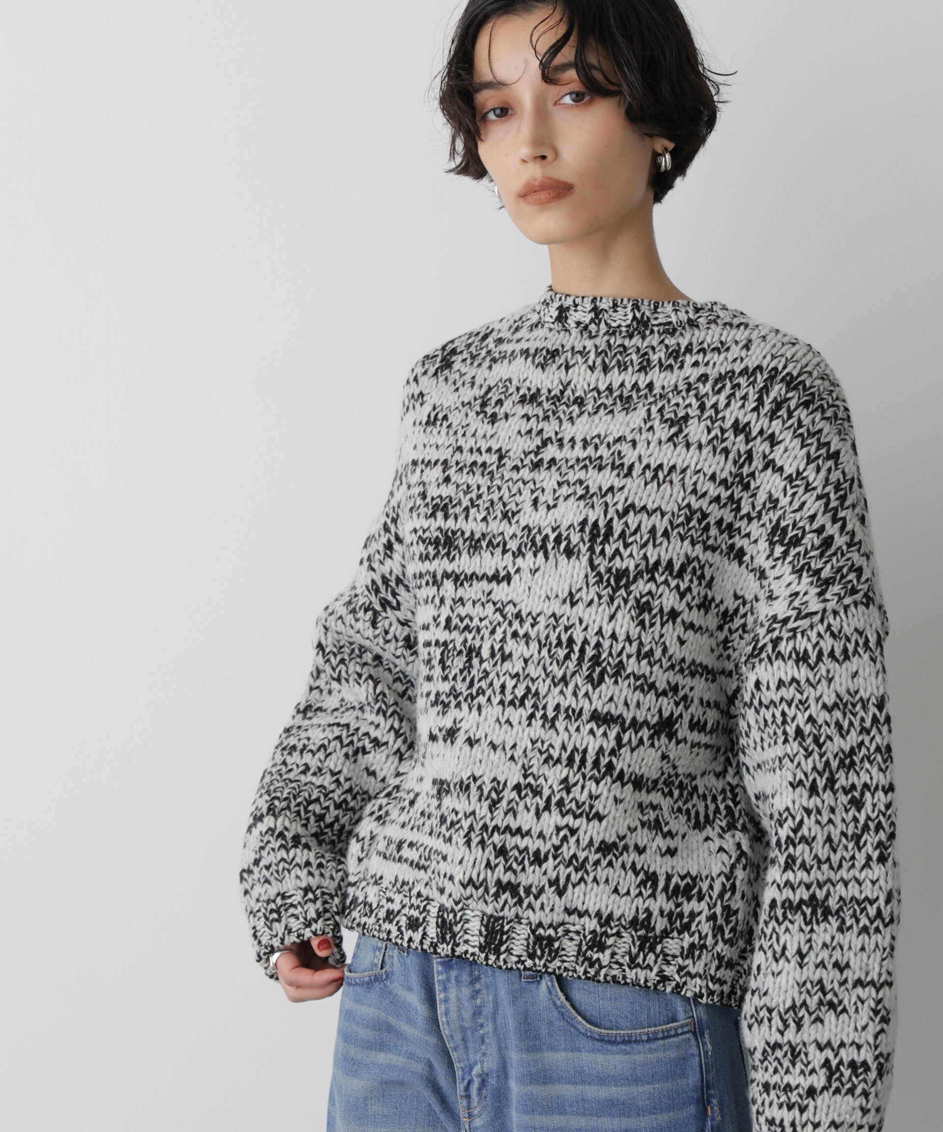  「「STEVELOUR」ミックスカラー2WAYスナップニット」|ニット・セーター|