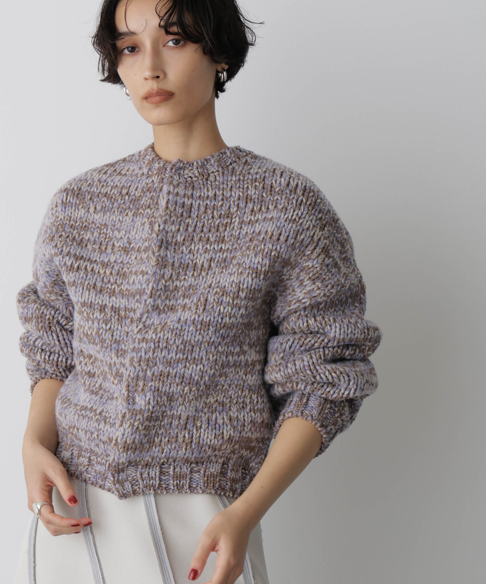  「「STEVELOUR」ミックスカラー2WAYスナップニット」|ニット・セーター|