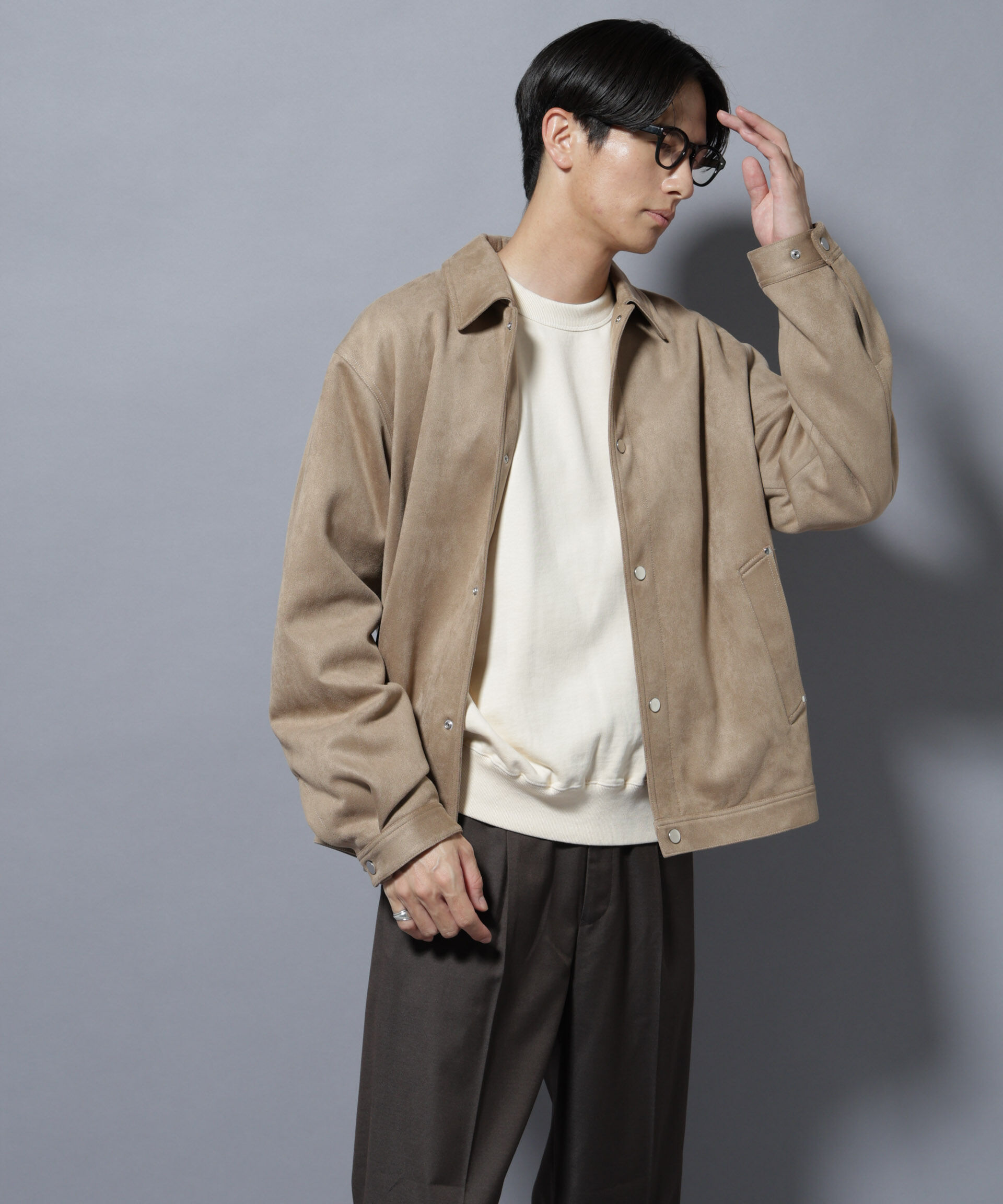 nano･universe「フェイクスエードシャツブルゾン」|ブルゾン・スタジャン|