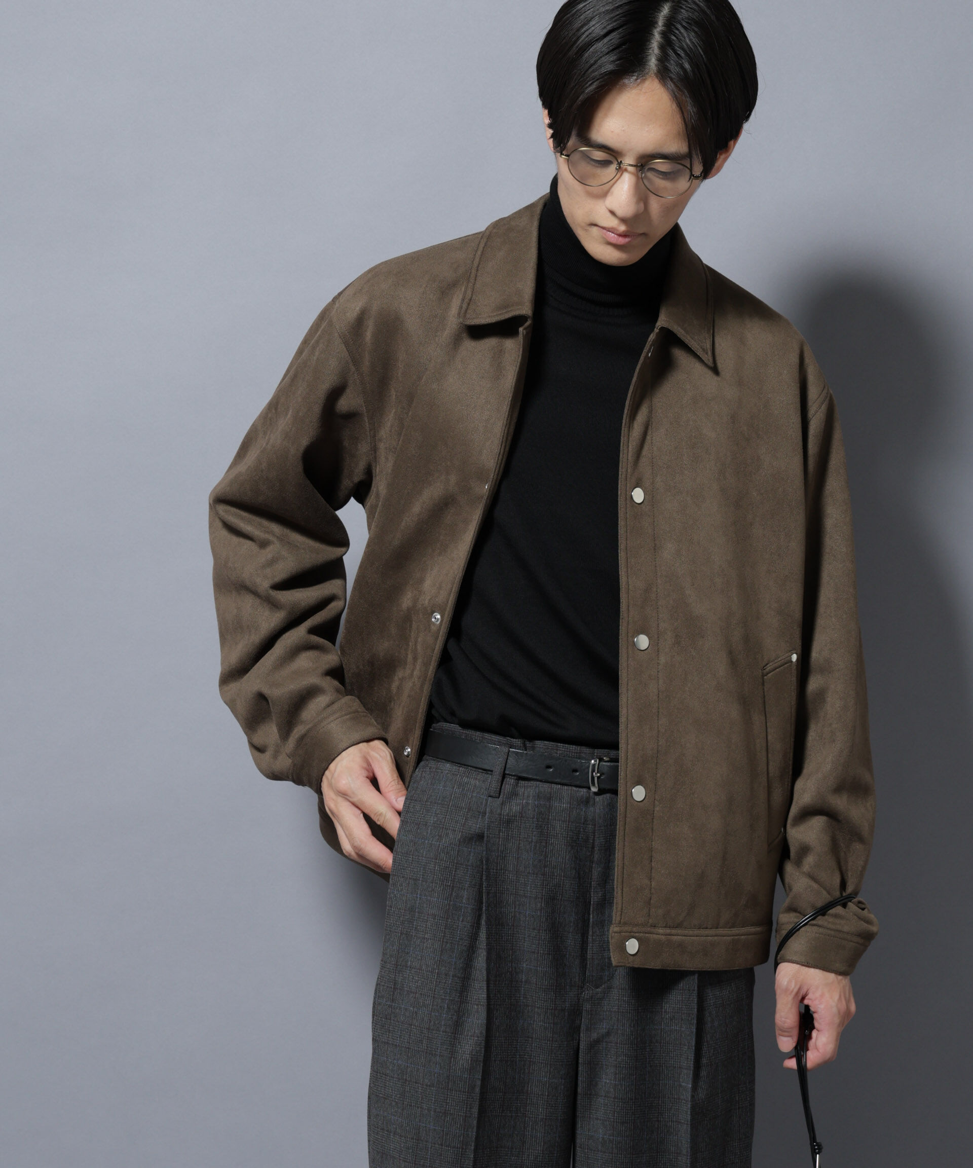 nano･universe「フェイクスエードシャツブルゾン」|ブルゾン・スタジャン|