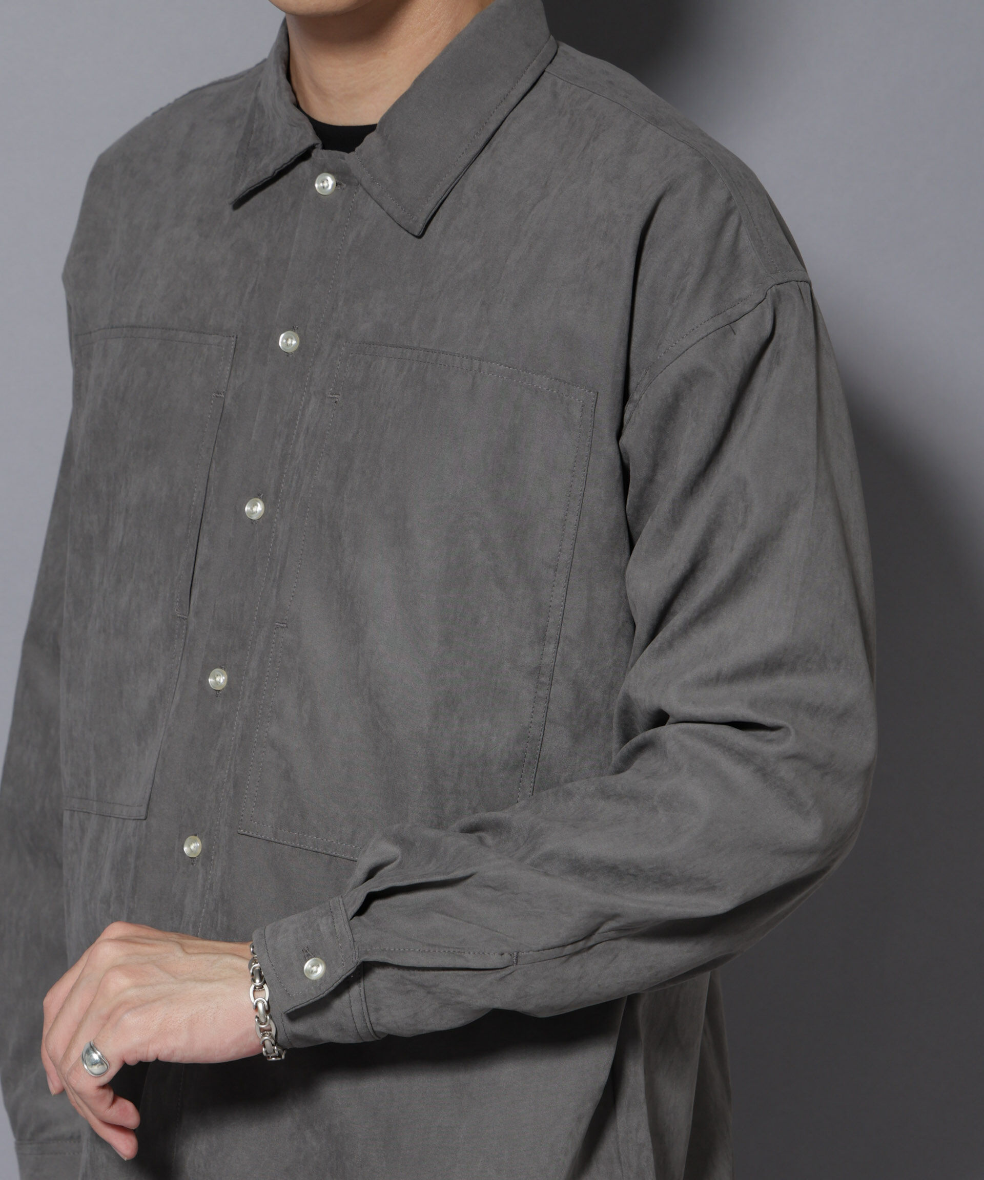 nano･universe「NORMANBROS別注ワイドポケット ピーチ起毛シャツ(セットアップ可)」|シャツ・ブラウス|