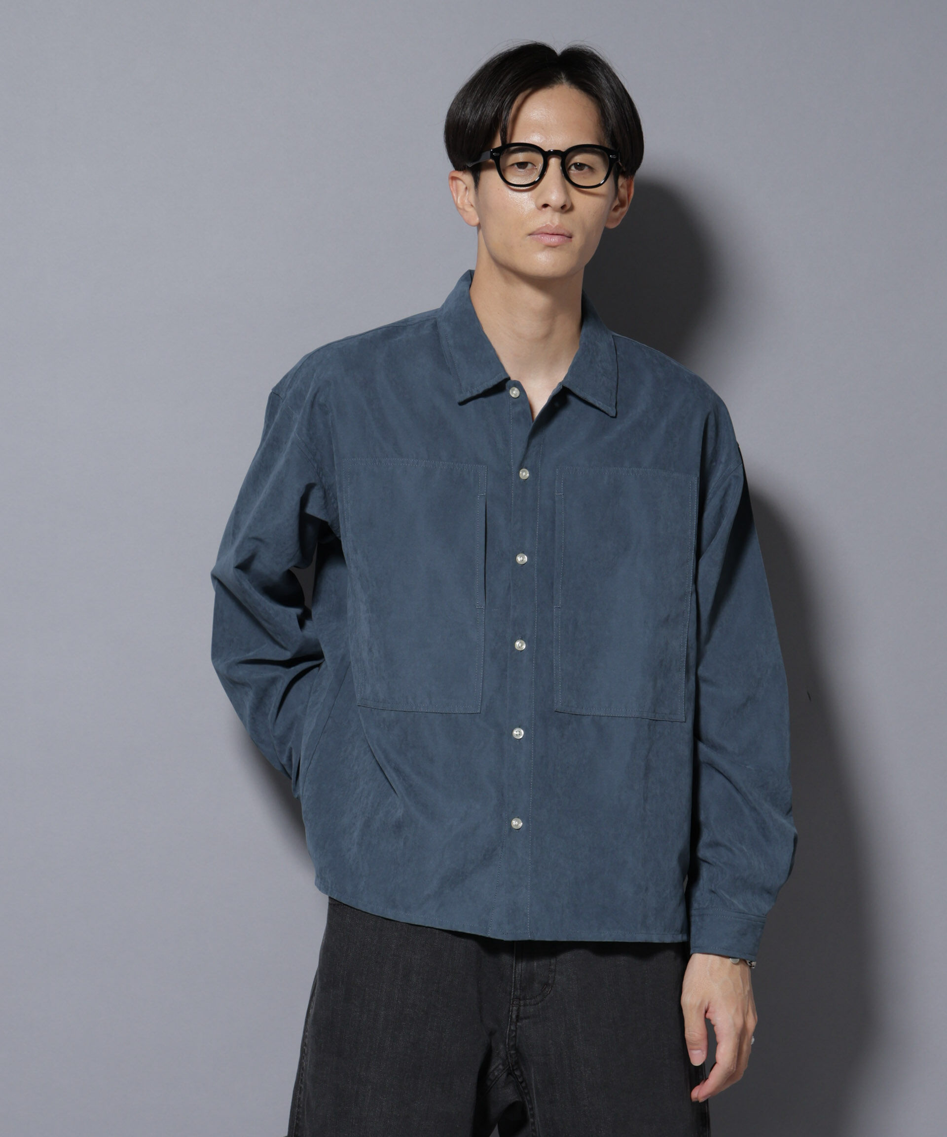 nano･universe「NORMANBROS別注ワイドポケット ピーチ起毛シャツ(セットアップ可)」|シャツ・ブラウス|ブルー