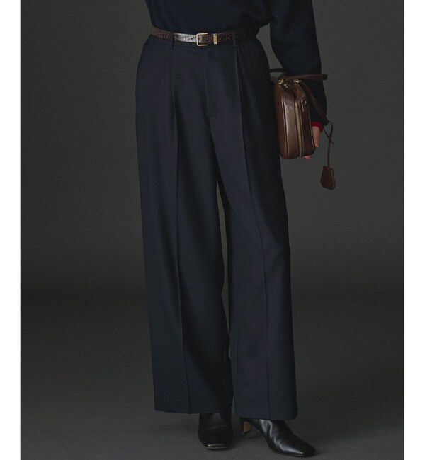 23区「【滝沢眞規子さん着用/VERY掲載/洗える】TWビエラ タック ワイド パンツ」|その他|ネイビー系