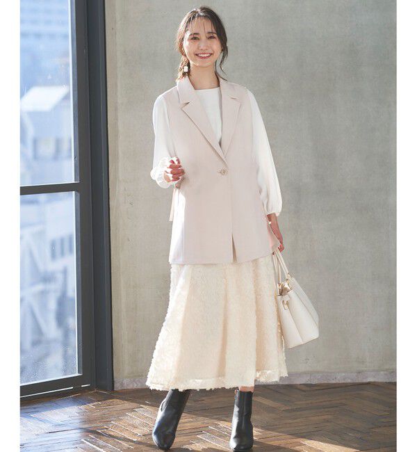 any SiS「【洗える】フェザーフラワージャカード スカート」|スカート|