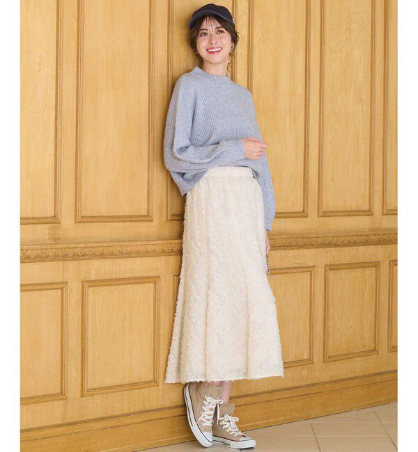 any SiS「【洗える】フェザーフラワージャカード スカート」|スカート|