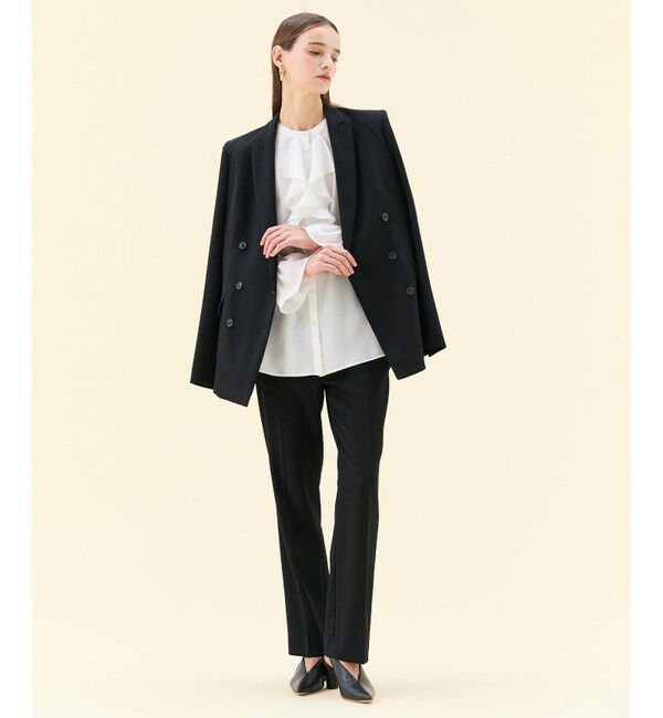 BEIGE,「【WEB限定・洗える】CLARION / バンドカラーフリルブラウス」|シャツ・ブラウス|