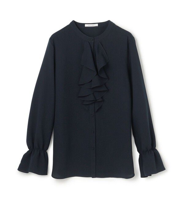 BEIGE,「【WEB限定・洗える】CLARION / バンドカラーフリルブラウス」|シャツ・ブラウス|