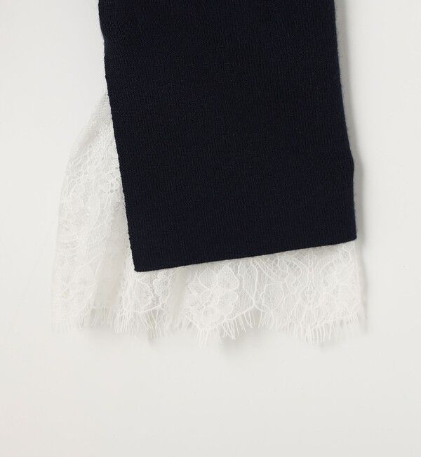 NOLLEY'S sophi「《手洗い可能》袖口レース取り外し可総針スクエアネックプルオーバー」|ニット・セーター|