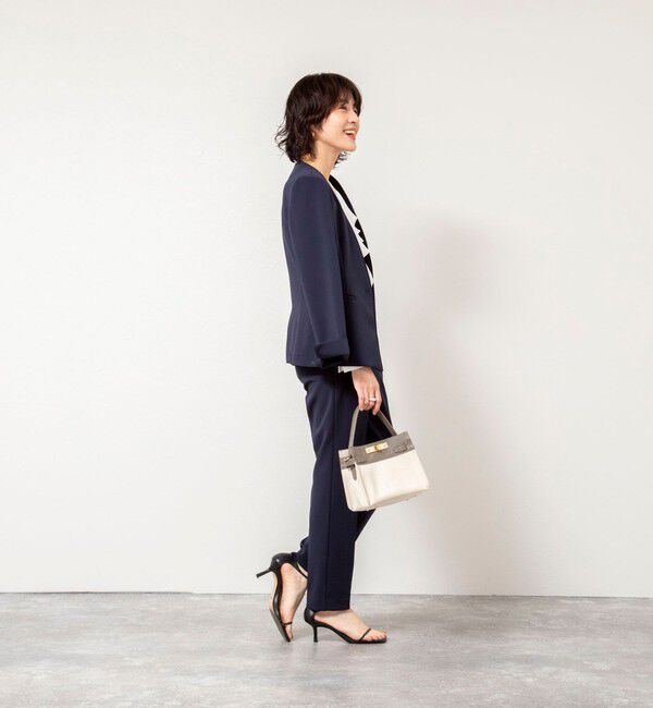 NOLLEY'S sophi「《セットアップ対応》ウォッシャブルWクロス2WAYストレッチジャケット」|ノーカラージャケット|