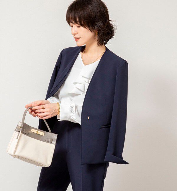 NOLLEY'S sophi「《セットアップ対応》ウォッシャブルWクロス2WAYストレッチジャケット」|ノーカラージャケット|