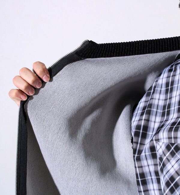 GLOSTER「【チクチクしないニットシリーズ】モールダブルフェイス クルージップカーデ」|カーディガン|