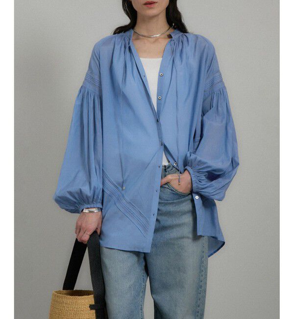 SALON adam et rope'「エンブロイダリーチュニックブラウス」|シャツ・ブラウス|ブルー系(45)