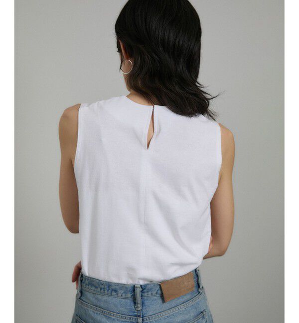 SALON adam et rope'「ビジューエンブロイダリーノースリーブTシャツ」|Tシャツ・カットソー|