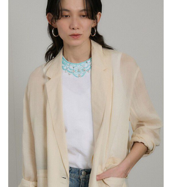 SALON adam et rope'「ビジューエンブロイダリーノースリーブTシャツ」|Tシャツ・カットソー|