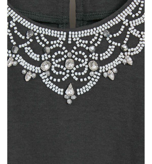 SALON adam et rope'「ビジューエンブロイダリーノースリーブTシャツ」|Tシャツ・カットソー|