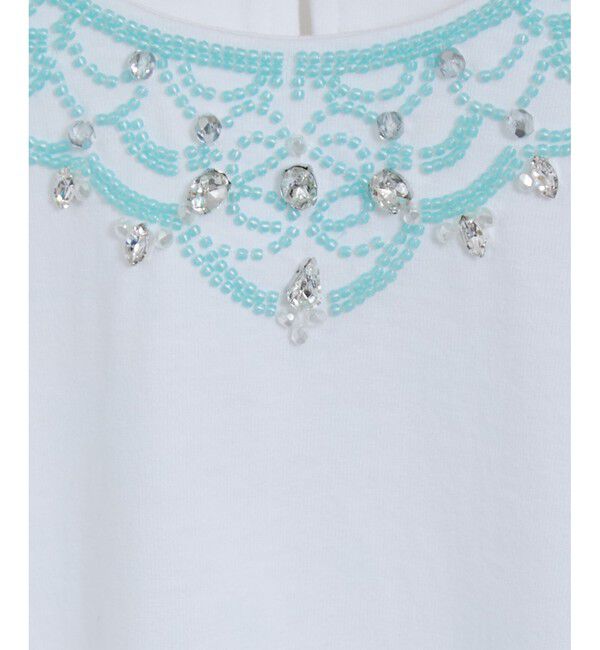 SALON adam et rope'「ビジューエンブロイダリーノースリーブTシャツ」|Tシャツ・カットソー|