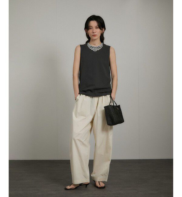 SALON adam et rope'「ビジューエンブロイダリーノースリーブTシャツ」|Tシャツ・カットソー|