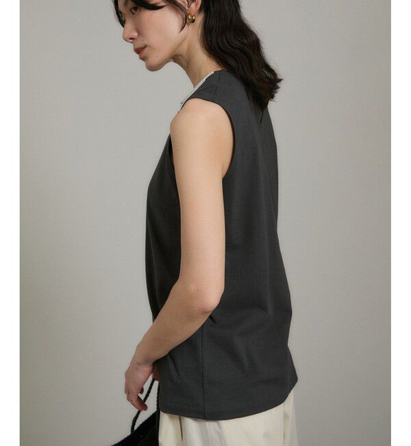 SALON adam et rope'「ビジューエンブロイダリーノースリーブTシャツ」|Tシャツ・カットソー|