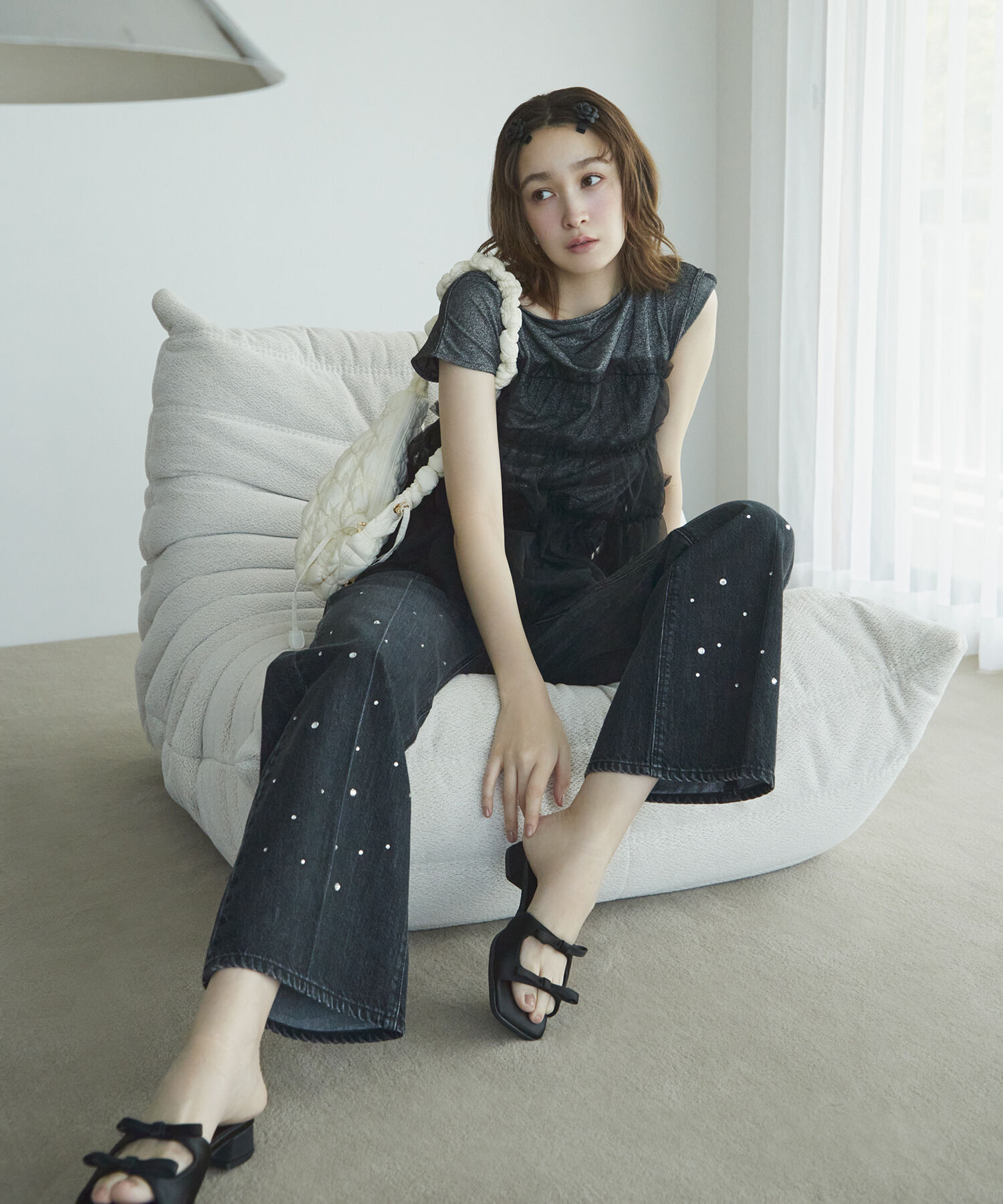 VIS「チュールコンビラメプルオーバー」|Tシャツ・カットソー|