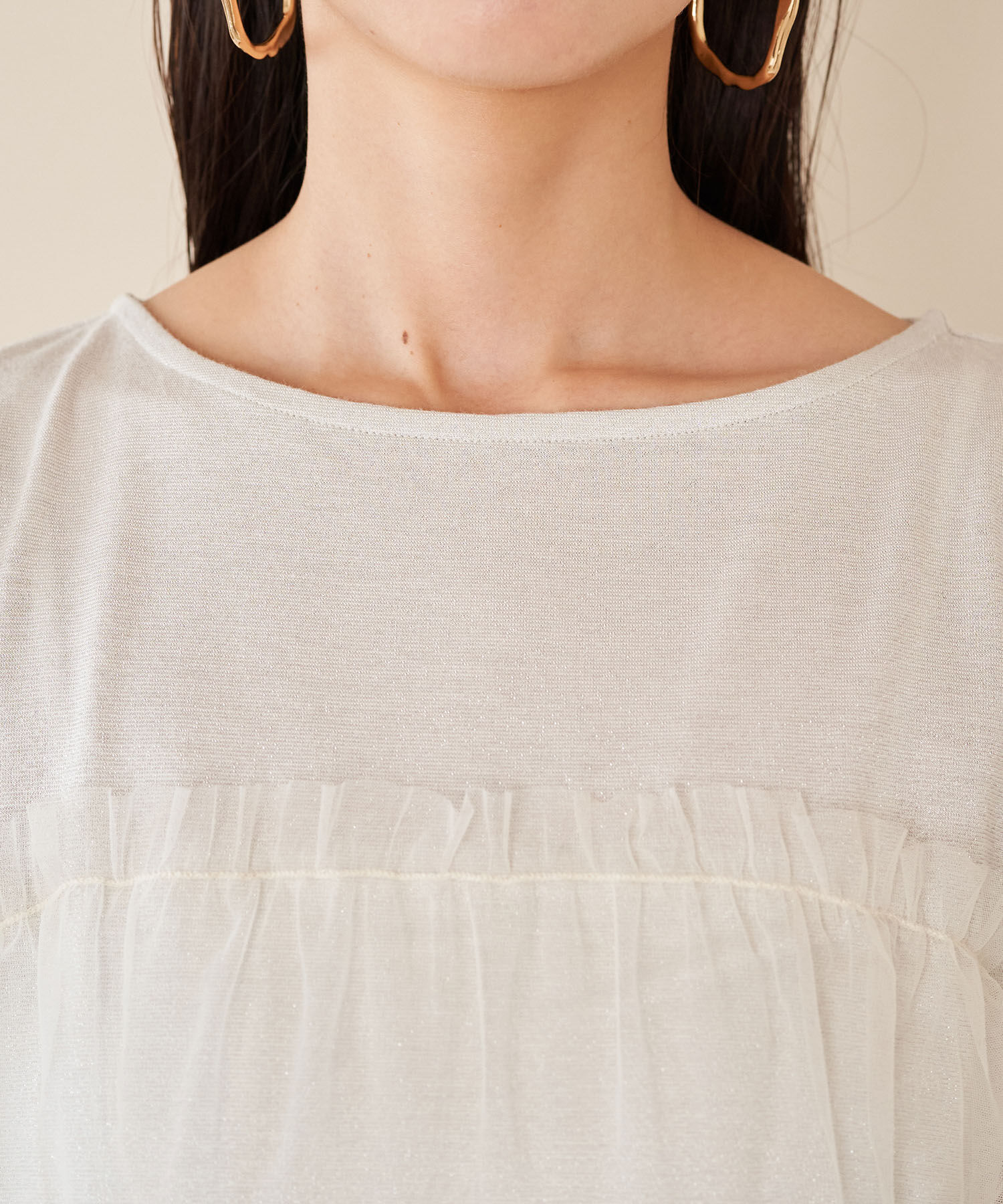 VIS「チュールコンビラメプルオーバー」|Tシャツ・カットソー|