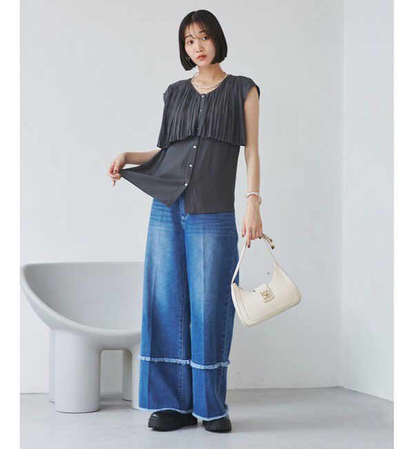 VIS「プリーツデザインブラウス/通勤対応」|シャツ・ブラウス|