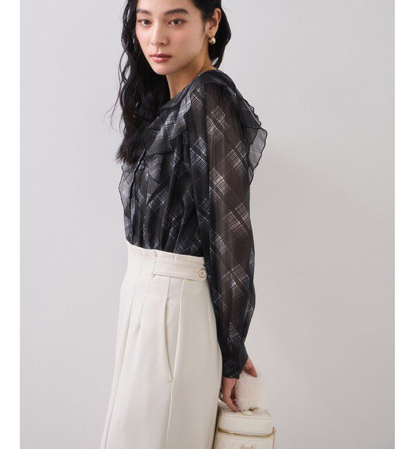 VIS「フロントフリルシアーチェックブラウス/イージーケア」|シャツ・ブラウス|