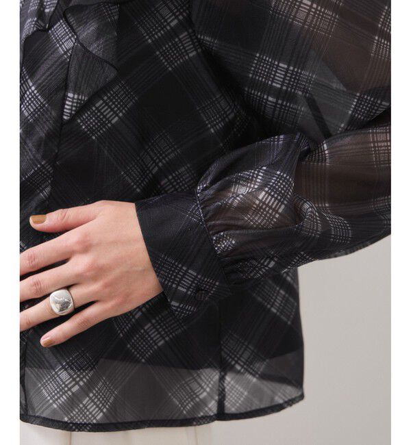 VIS「フロントフリルシアーチェックブラウス/イージーケア」|シャツ・ブラウス|