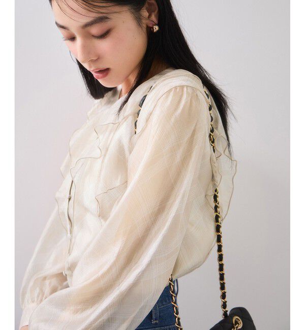 VIS「フロントフリルシアーチェックブラウス/イージーケア」|シャツ・ブラウス|