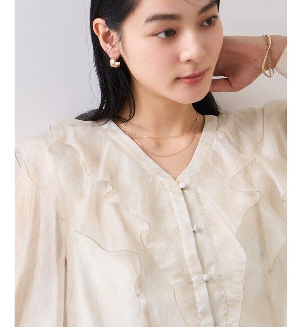 VIS「フロントフリルシアーチェックブラウス/イージーケア」|シャツ・ブラウス|