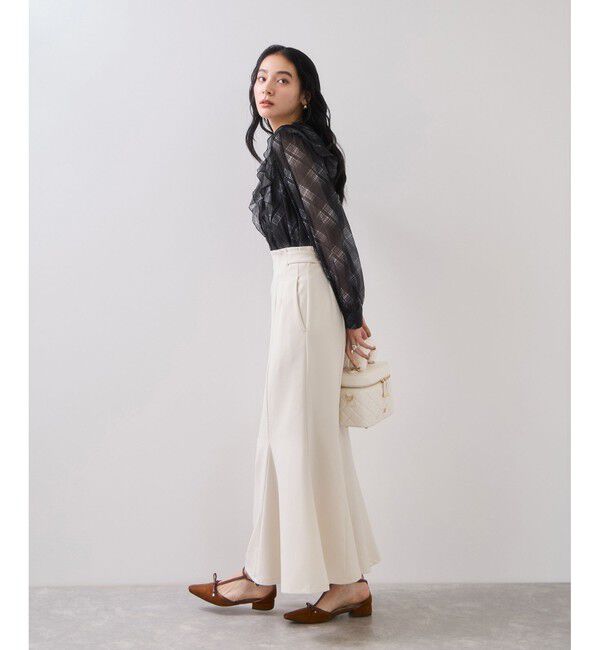 VIS「フロントフリルシアーチェックブラウス/イージーケア」|シャツ・ブラウス|