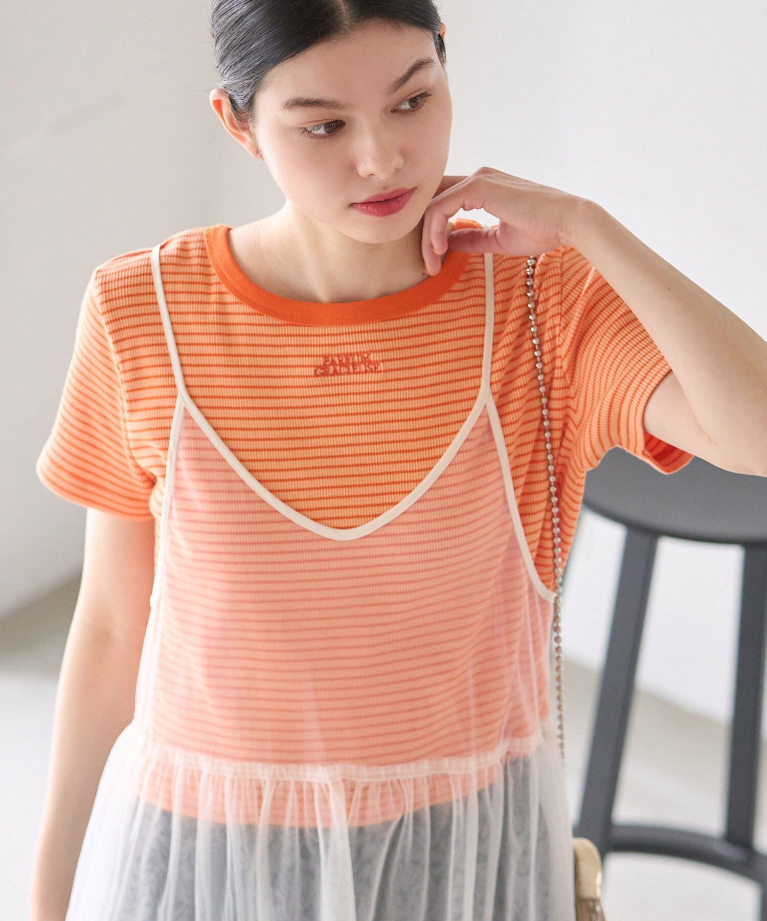 ROPE' PICNIC R「リンガーTシャツ」|Tシャツ・カットソー|オレンジ系(71)