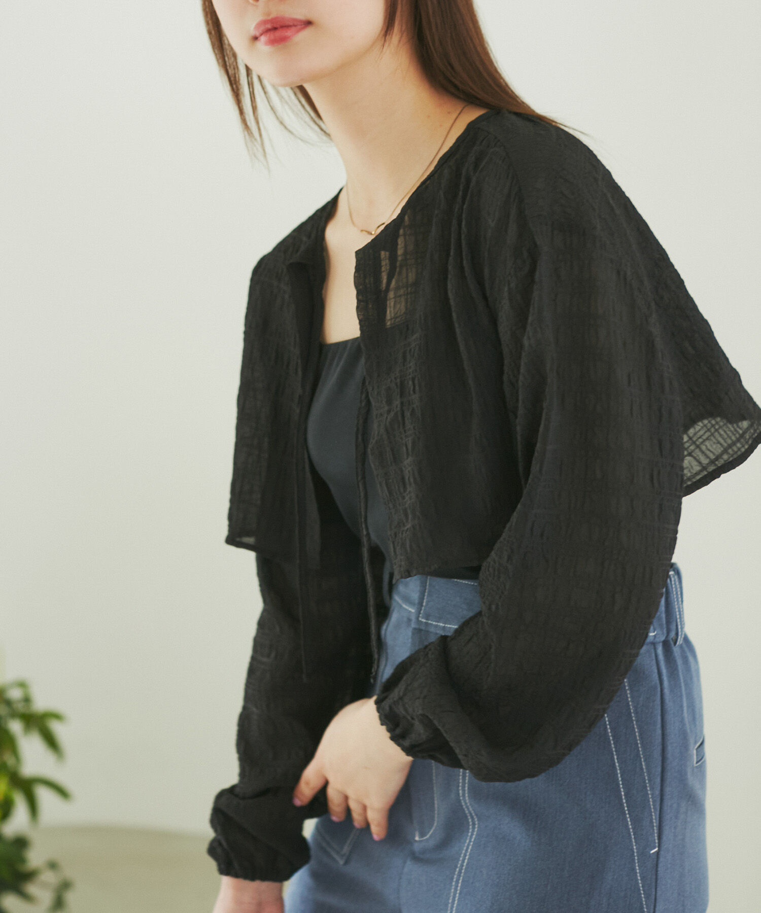 ROPE PICNIC PASSAGE「ふくれジャガードボレロ」|その他|ブラック(01)