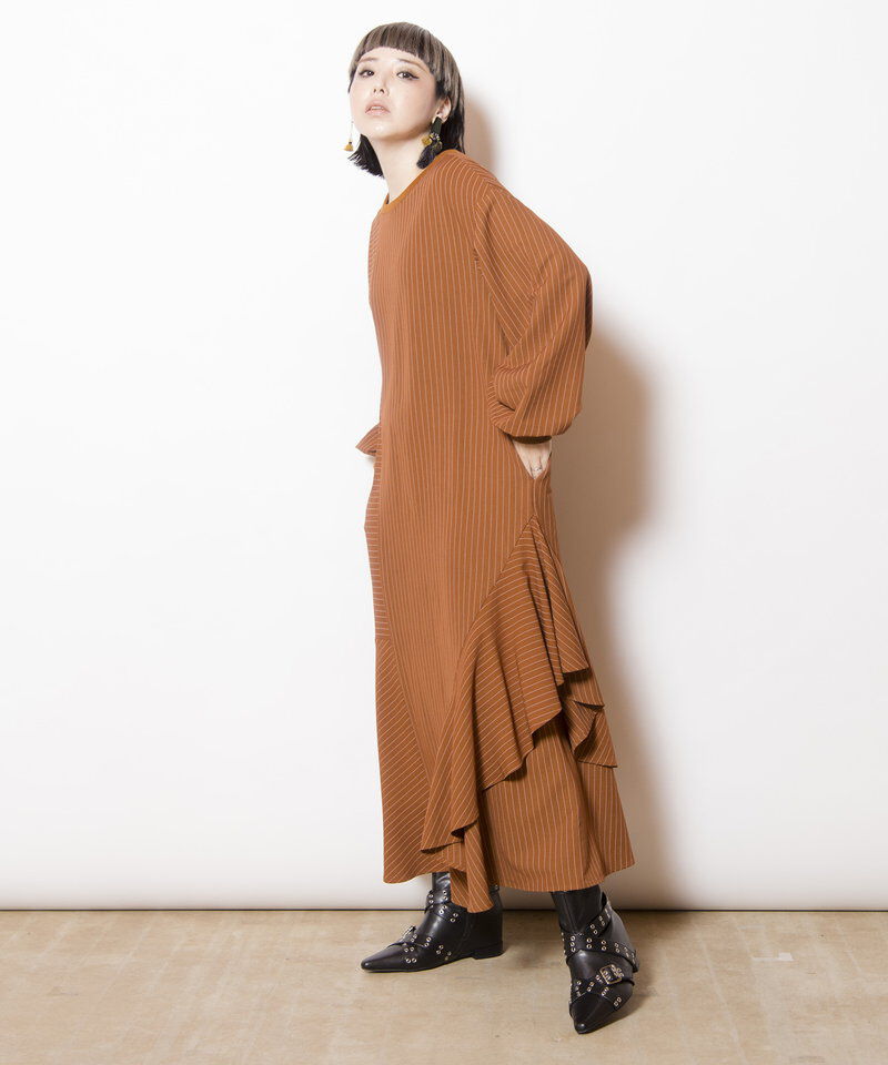  「ストライプ切替ワンピース」|ワンピース|