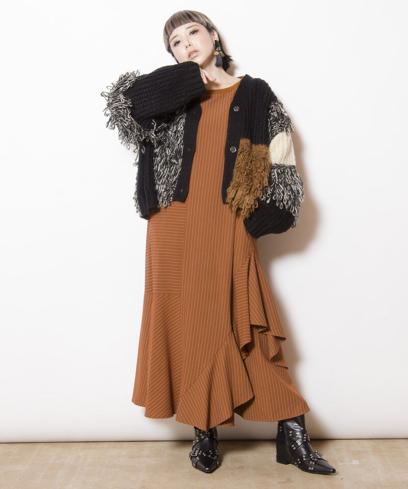  「ストライプ切替ワンピース」|ワンピース|