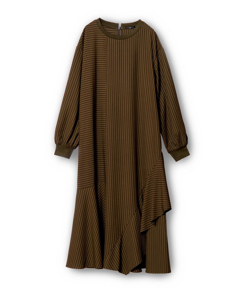  「ストライプ切替ワンピース」|ワンピース|