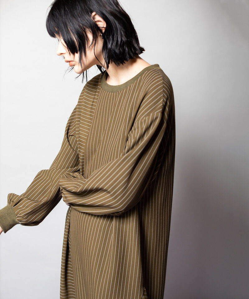 「ストライプ切替ワンピース」|ワンピース|