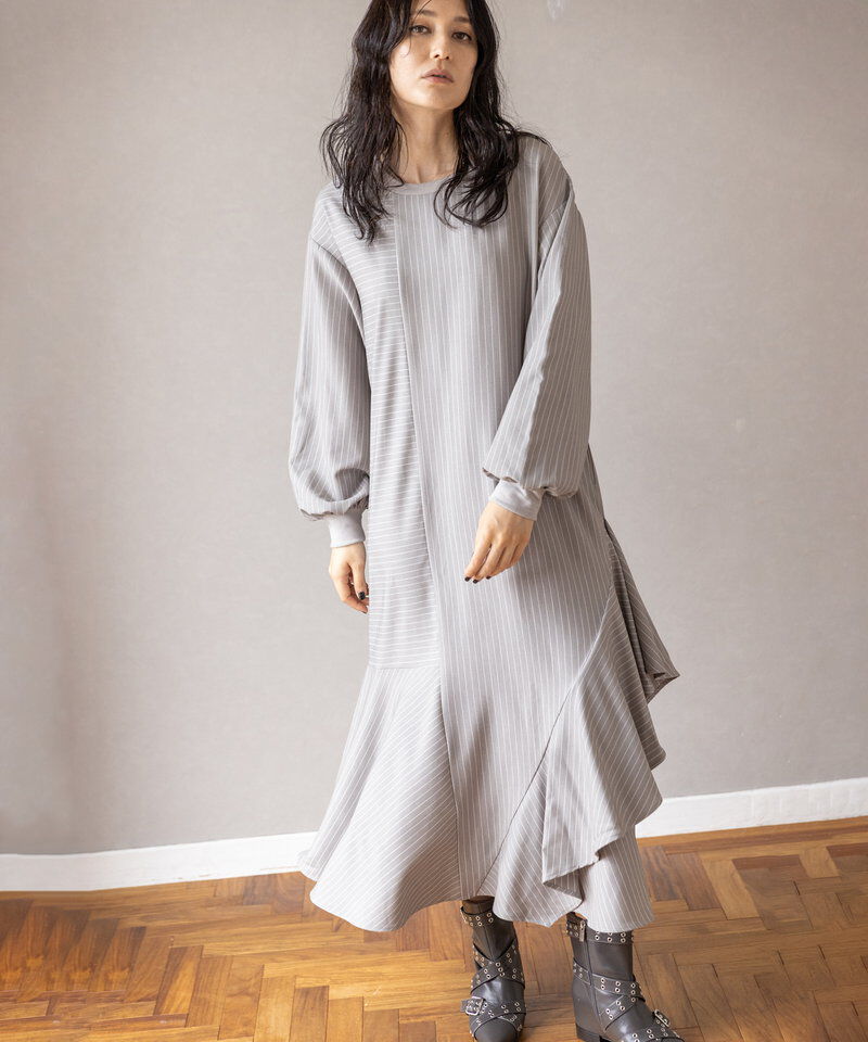  「ストライプ切替ワンピース」|ワンピース|