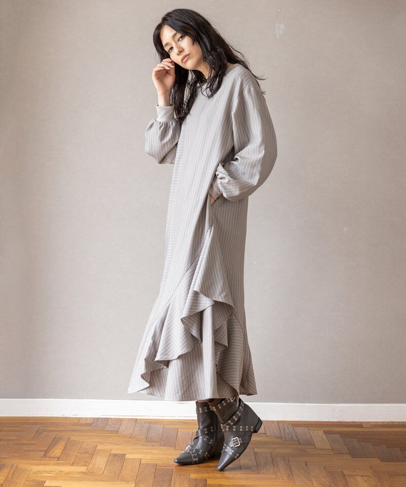  「ストライプ切替ワンピース」|ワンピース|