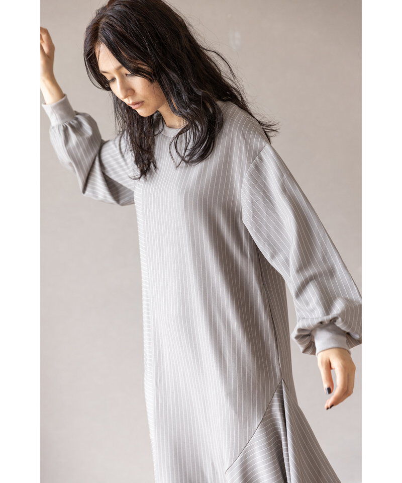  「ストライプ切替ワンピース」|ワンピース|