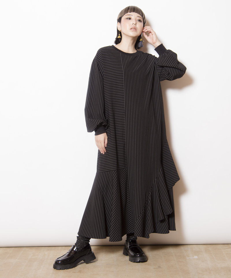  「ストライプ切替ワンピース」|ワンピース|
