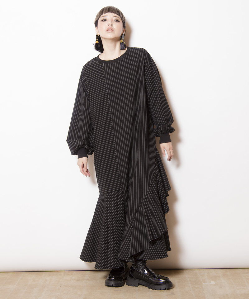  「ストライプ切替ワンピース」|ワンピース|